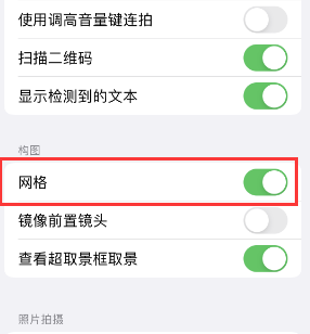 枣强苹果手机维修网点分享iPhone如何开启九宫格构图功能